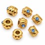 Distanziatori in acciaio oro con strass azzurro 6x4 mm foro 3 mm 1 pz
