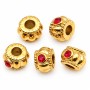 Distanziatori in acciaio oro con strass rosso 6x4 mm foro 3 mm 1 pz