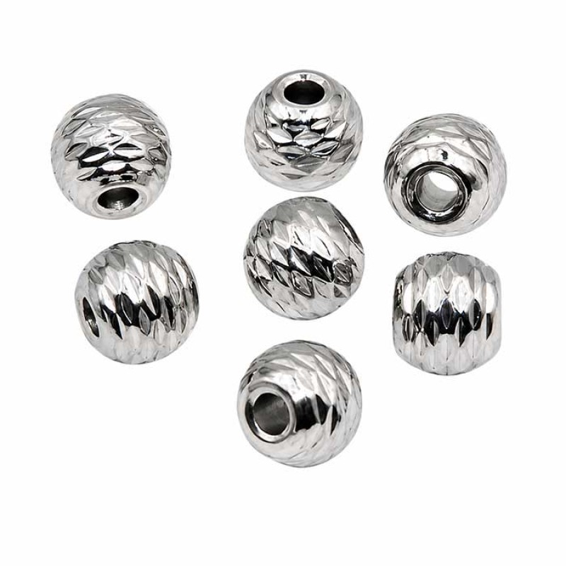 Distanziatore acciaio pallina diamantata 5 mm foro 2 mm conf. 20 pz Distanziatore acciaio pallina diamantata 5 mm foro 2 mm conf. 20 pz