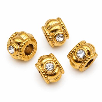 Distanziatori in acciaio oro con strass bianco 6x4 mm foro 3 mm 1 pz