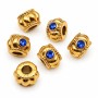 Distanziatori in acciaio oro con strass blu 6x4 mm foro 3 mm 1 pz