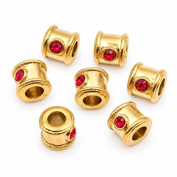 Distanziatori in acciaio oro con strass rosso 6x4 mm foro 3 mm 1 pz