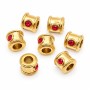 Distanziatori in acciaio oro con strass rosso 6x4 mm foro 3 mm 1 pz