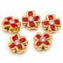 Distanziatore in acciaio quadrifoglio oro smaltato rosso 7 mm foro 1 mm 1 pz