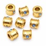 Distanziatori in acciaio oro con strass azzurro 6x4 mm foro 3 mm 1 pz