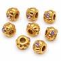 Distanziatori in acciaio oro con strass lilla 6x4 mm foro 3 mm 1 pz