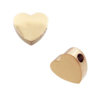 Cuore acciaio 7.7 oro foro passante laterale 2 mm 1 pz Cuore acciaio 7.7 oro foro passante laterale 2 mm 1 pz