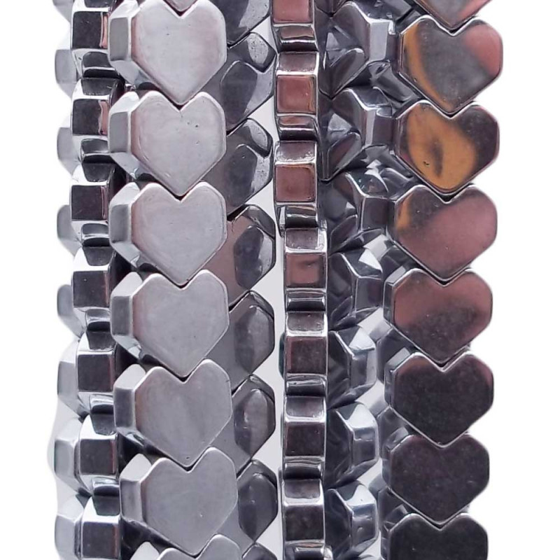 Ematite cuore smussato 6 mm ematite argentata filo 40 cm (emc7288) - pietreeminuterie.com