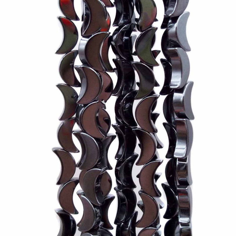 Ematite Luna color canna di fucile lucida 8 mm pacco da 10 pezzi (emat62x) - pietreeminuterie.com