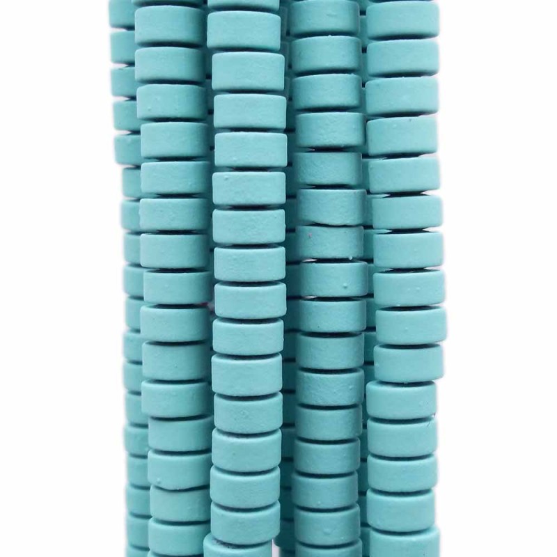 Ematite rondelle rivestite opacizzate 4x2.4 mm turchese filo da 40 cm (emar441) - pietreeminuterie.com