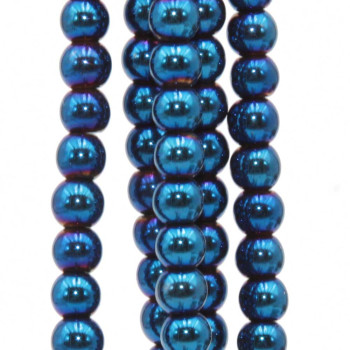 Ematite tonda liscia blu notte 4 mm filo 40 cm