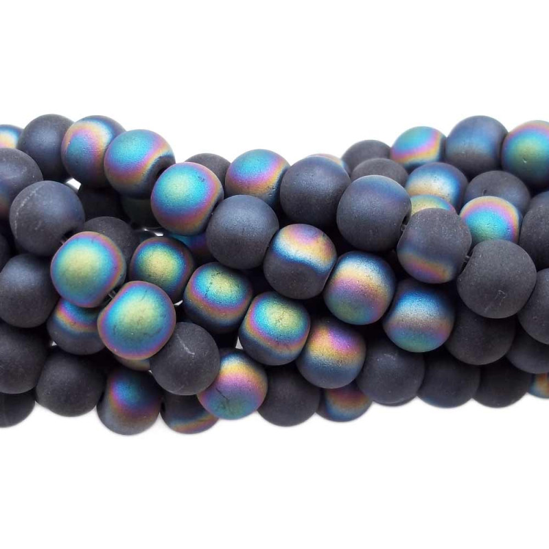 Ematite tonda opaca riflessi multicolor 6 mm filo (mmo1) - pietreeminuterie.com