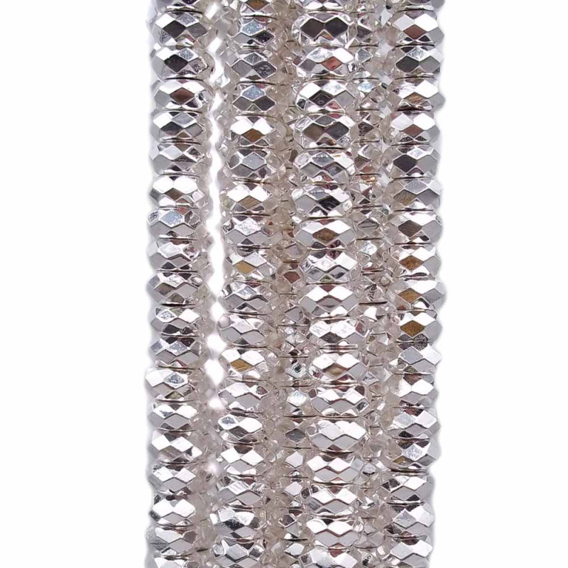 Rondelle sfaccettate ematite argento 6x2 mm foro 2.5 mm pacco 20 pezzi (fr201f) - pietreeminuterie.com