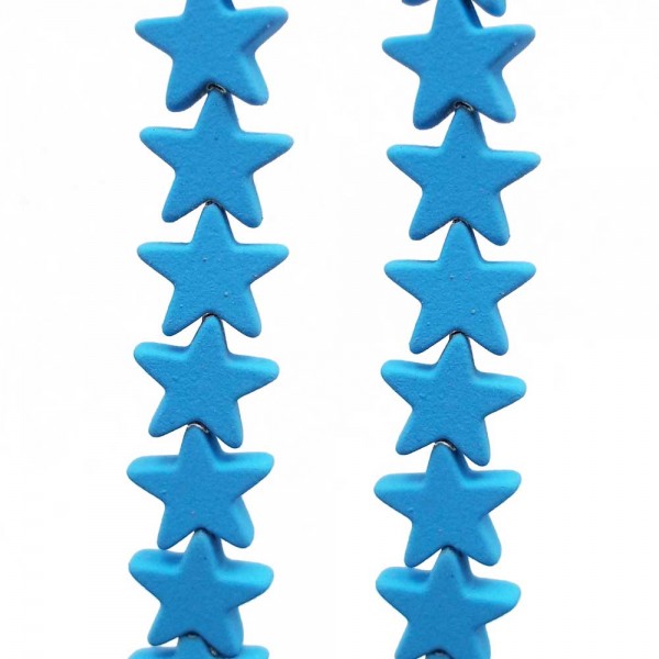 Ematite | Ematite stelle rivestite 7 mm azzurre  pacco da 10 pezzi - em7azz1