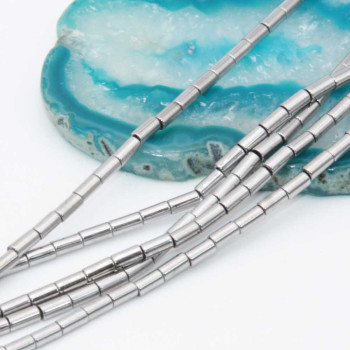 Ematite argento colonna 4x2 mm filo 40 cm