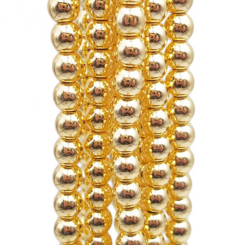 Ematite tonda liscia 8 mm oro filo 40 cm