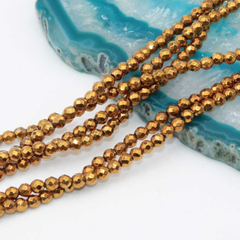 Ematite tonda oro sfacc. 2 mm filo 40 cm (ema-2m88) - pietreeminuterie.com