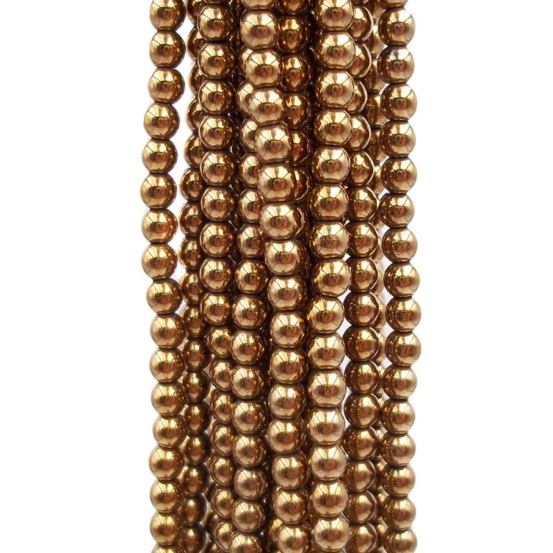 Ematite liscia oro scuro 3.2 mm filo 40 cm (bsa3) - pietreeminuterie.com