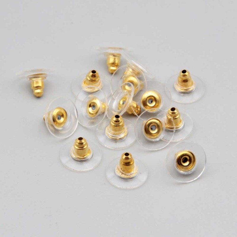 Farfallina stoppini per orecchini silicone e metallo conf. 50 pz