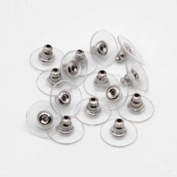 Farfallina per orecchini in gomma e acciaio 20 pz Farfallina per orecchini in gomma e acciaio 20 pz