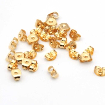 Farfalline per orecchini in acciaio oro 20 pz Farfalline per orecchini in acciaio oro 20 pz