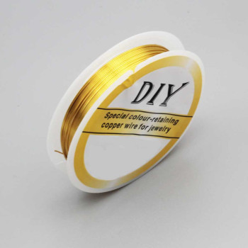 Filo wire in rame placcato oro 18 kt 0.6 mm bobina circa 4.5 mt