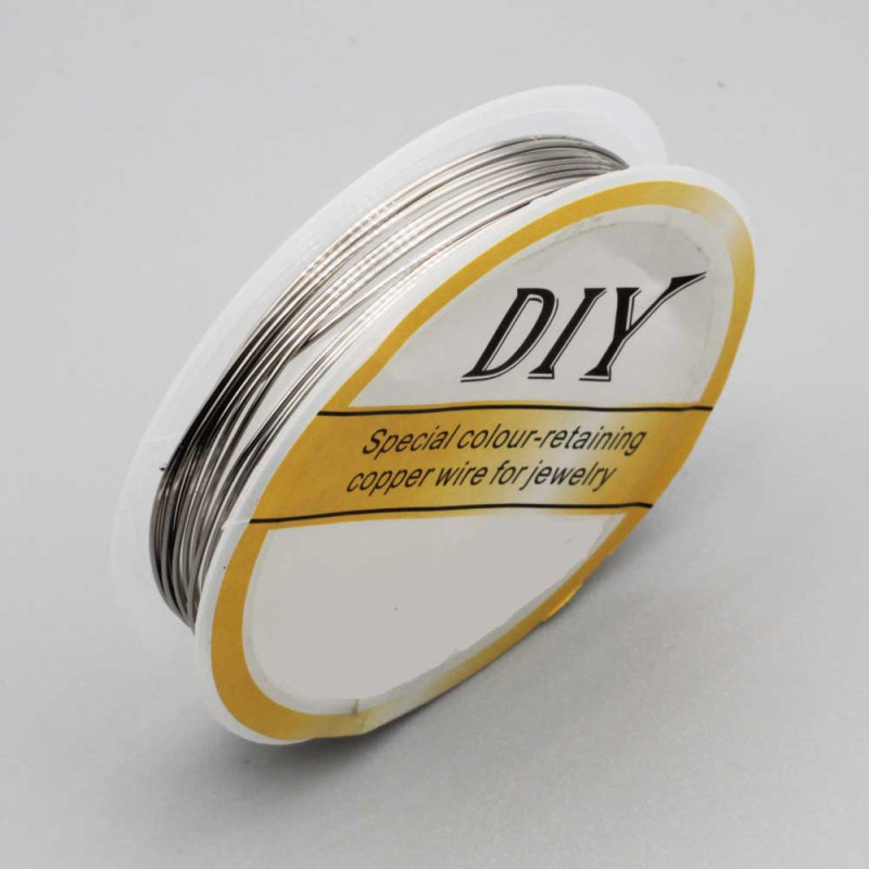 Filo wire in rame placcato oro bianco 18 kt 0.6 mm bobina circa 4.5 mt (wirew-06) - pietreeminuterie.com