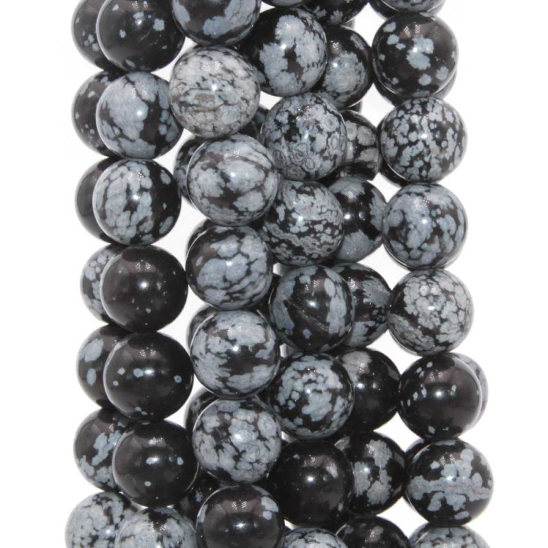 Ossidiana fiocco di neve tonda liscia 10 mm 10 pz (fio-00011) - pietreeminuterie.com