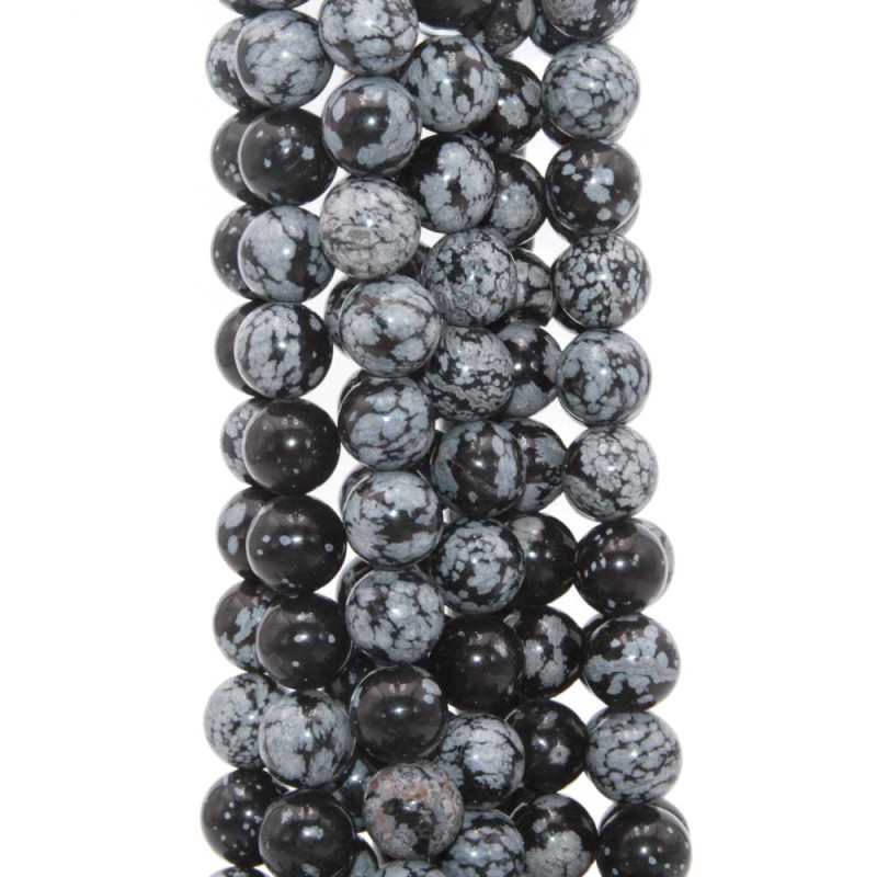 Ossidiana fiocco di neve tonda liscia 4 mm filo 40 cm (fio-00021) - pietreeminuterie.com