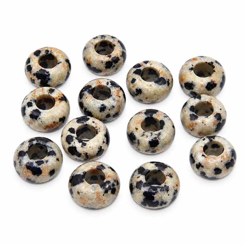 Rondelle diaspro dalmata 10x5 mm foro 4.5 mm circa conf.4 pz