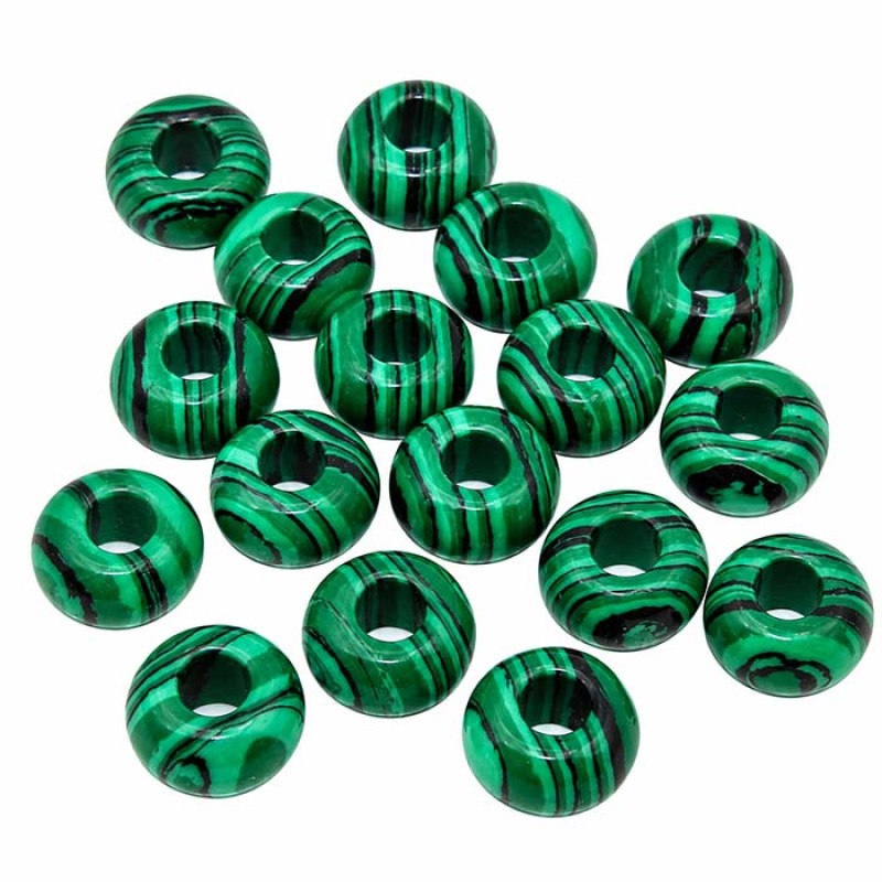 Rondelle malachite sint. 10x5 mm foro 4.5 mm circa conf.4 pz
