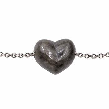Cuore occhio di tigre nero foro laterale 13x12 mm conf. 1 pz