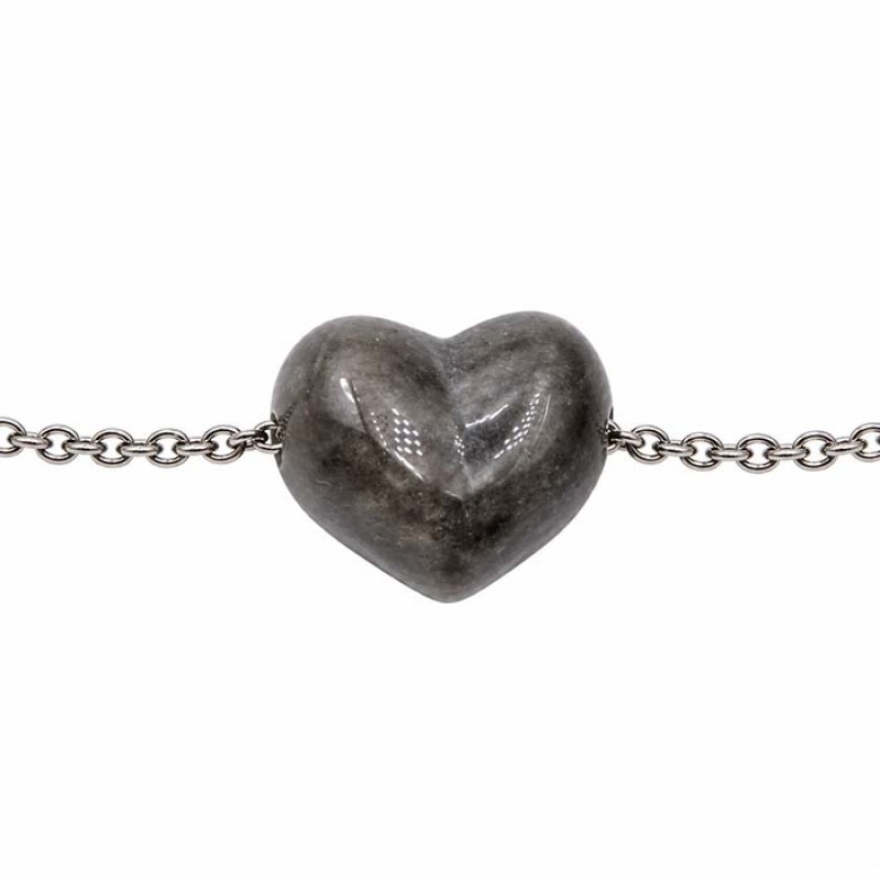Cuore occhio di tigre nero foro laterale 13x12 mm conf. 1 pz