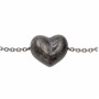 Cuore occhio di tigre nero foro laterale 13x12 mm conf. 1 pz