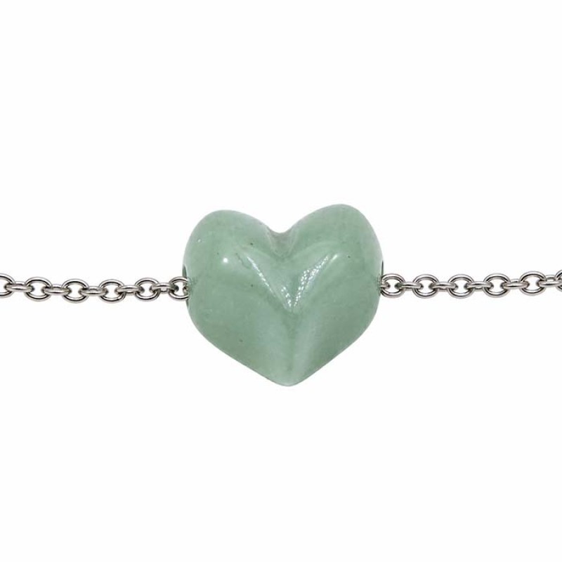 Cuore avventurina foro laterale 13x12 mm conf. 1 pz