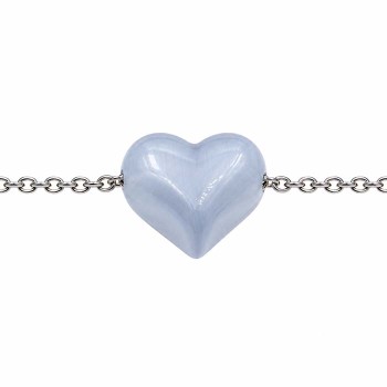 Cuore occhio di gatto grigio foro laterale 16x14 mm conf. 1 pz