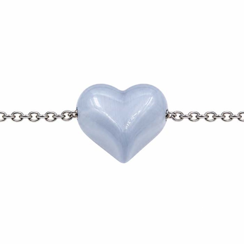 Cuore occhio di gatto grigio foro laterale 16x14 mm conf. 1 pz