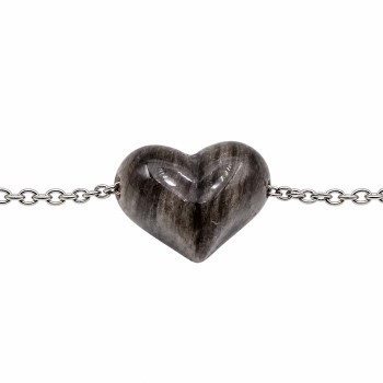 Cuore occhio di tigre nero foro laterale 16x12 mm conf. 2 pz