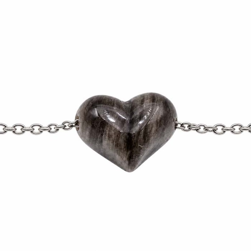 Cuore occhio di tigre nero foro laterale 16x12 mm conf. 2 pz