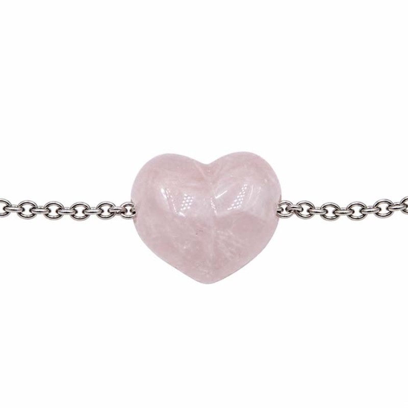 Cuore quarzo rosa foro laterale 13x12 mm conf. 1 pz