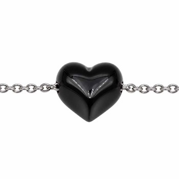 Cuore onice nero foro laterale 13x12 mm conf. 1 pz