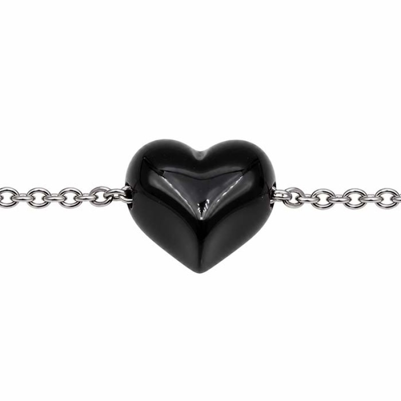 Cuore onice nero foro laterale 13x12 mm conf. 1 pz
