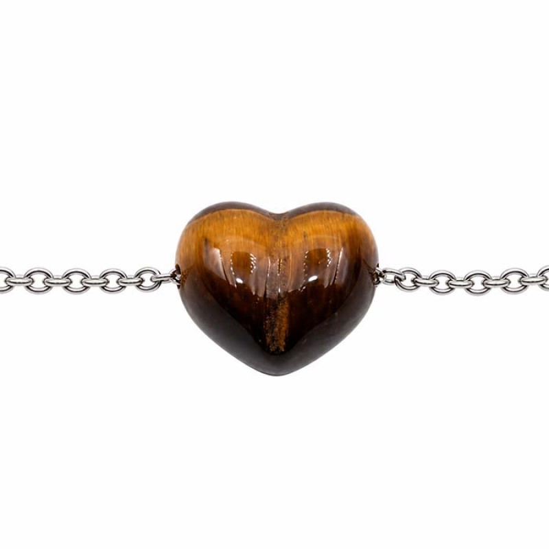 Cuore occhio di tigre marrone 13x12 mm conf. 1 pz