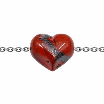 Cuore diaspro rosso foro laterale 16x15 mm conf. 1 pz
