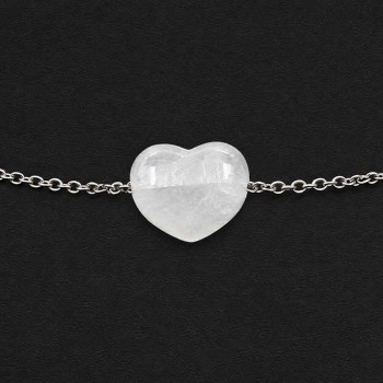 Cuore quarzo bianco foro laterale 13x12 mm conf. 1 pz