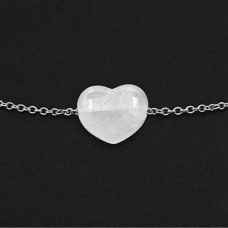 Cuore quarzo bianco foro laterale 13x12 mm conf. 1 pz