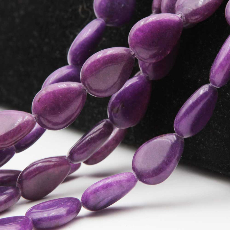 Agata viola gocce lisce 15x11 mm filo 40 cm (vo-1412) - pietreeminuterie.com