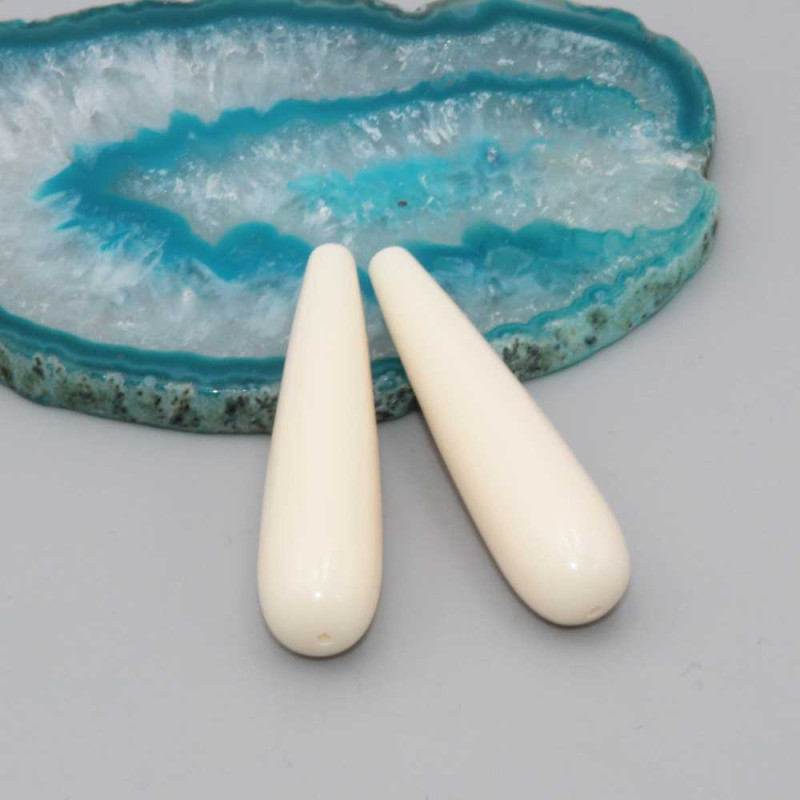 Gocce avorio sint. lisce 40xx10 mm conf. 2 pz (avv-00033) - pietreeminuterie.com