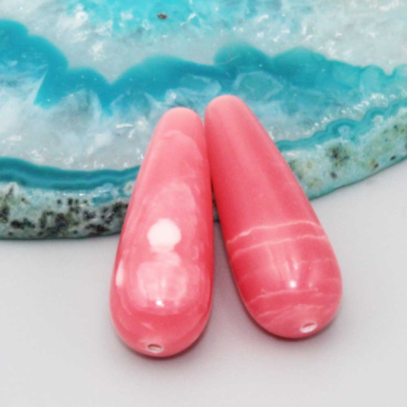 Gocce rodocrosite lisce 22x8 mm conf. 4 pz (rub-039pp3) - pietreeminuterie.com