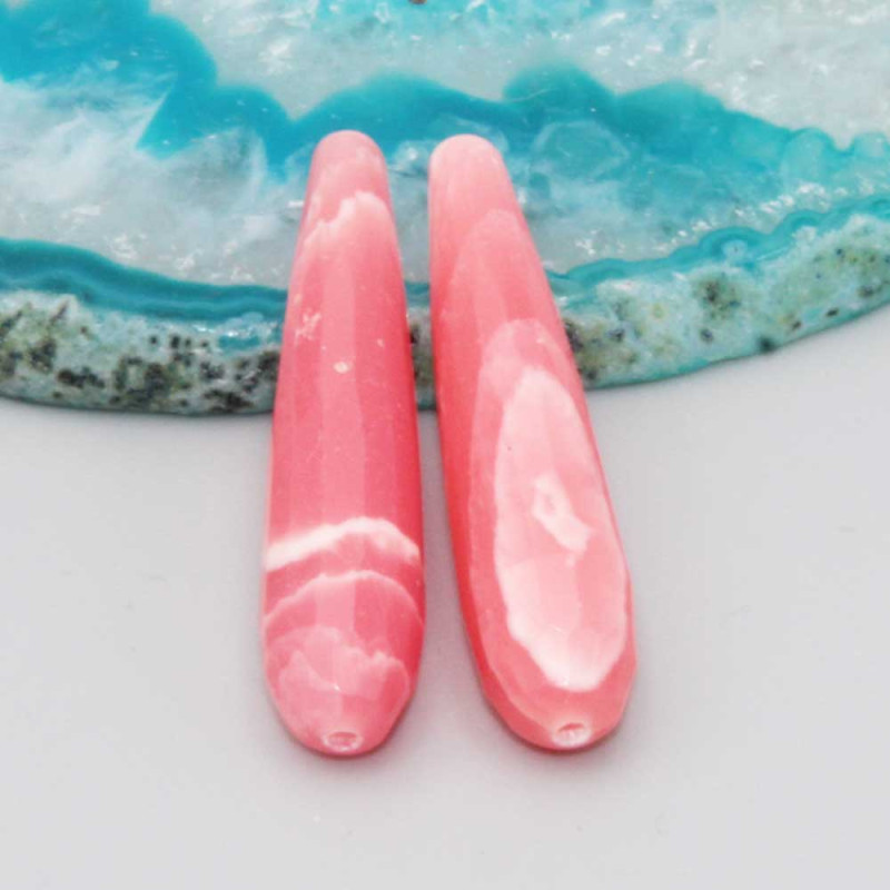 Gocce rodocrosite sfacc. 29.5x7 mm conf. 2 pz (rub-5600) - pietreeminuterie.com